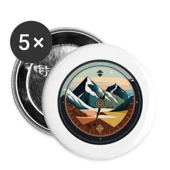 Outdoor compass in the mountains - Buttons small 1''/25 mm (5-pack) - white - Front