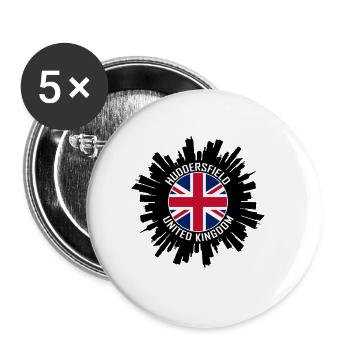 Huddersfield Skyline Uk Flag Travel Souvenir - Buttons small 1''/25 mm (5-pack) - white - Front