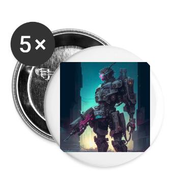 Robot - Buttons klein 25 mm (5er Pack) - Weiß - Vorne