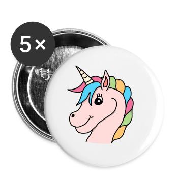 Einhorn Regenbogen Rosa - Buttons klein 25 mm (5er Pack) - Weiß - Vorne