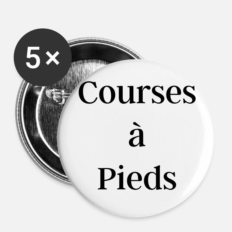 Courses à pieds - Lot de 5 petits badges (25 mm) - blanc