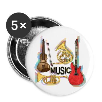 Musikinstrumente - Buttons klein 25 mm (5er Pack) - Weiß - Vorne