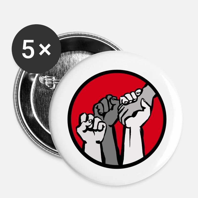 poings3c - Lot de 5 petits badges (25 mm) - blanc