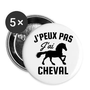 Je peux pas j'ai cheval - Lot de 5 petits badges (25 mm) - blanc - Devant