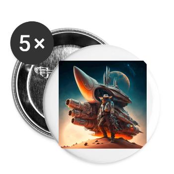 Weltraum-Sheriff,Cowboy - Buttons klein 25 mm (5er Pack) - Weiß - Vorne