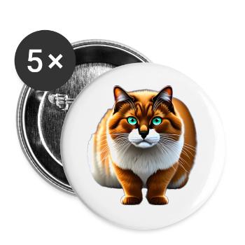 Pelzkatze mit tiefen Augen - Buttons klein 25 mm (5er Pack) - Weiß - Vorne