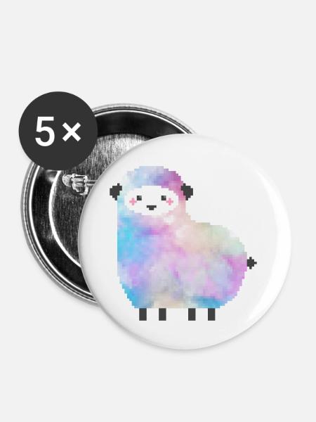 Süßes Schaf Pixelart - Buttons klein 25 mm (5er Pack) - Weiß
