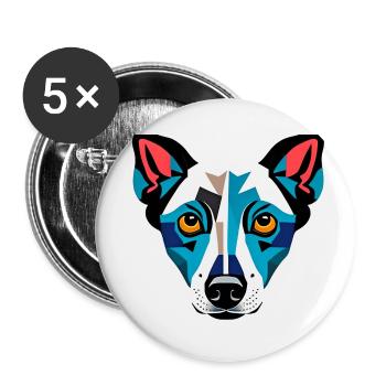 Modern Dog Drawing - Buttons small 1''/25 mm (5-pack) - white - Front