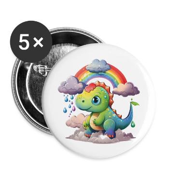 Dinosaur Dino Baby Rainbow Gift - Buttons small 1''/25 mm (5-pack) - white - Front