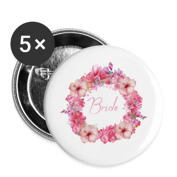 bride,flowers,wreath of flowers,floral,magnolias - Buttons small 1''/25 mm (5-pack) - white - Front