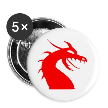 Rote Drachenkopf Silhouette - Buttons klein 25 mm (5er Pack) - Weiß - Vorne