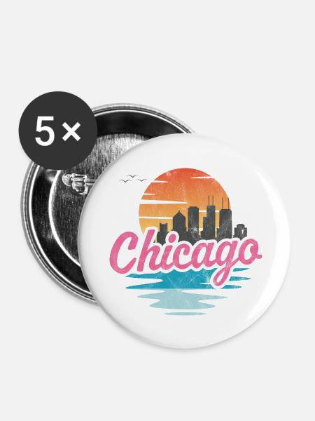 Chicago City - Buttons klein 25 mm (5er Pack) - Weiß