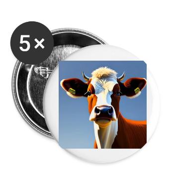 Brown and White Cow - Buttons small 1''/25 mm (5-pack) - white - Front