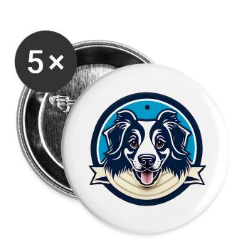 Rundes Portrait von Border Collie - Buttons klein 25 mm (5er Pack) - Weiß - Vorne