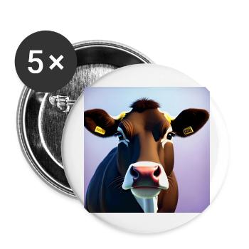 Brown Cow On Colorful Background - Buttons small 1''/25 mm (5-pack) - white - Front