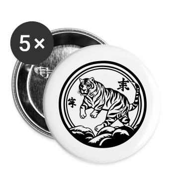 Tigre Chine - Lot de 5 petits badges (25 mm) - blanc - Devant