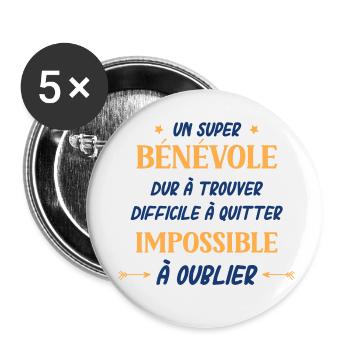 Un super bénévole - Lot de 5 petits badges (25 mm) - blanc - Devant