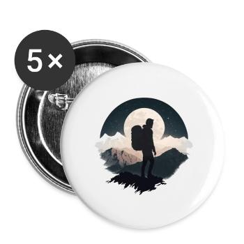 Backpacker im Mondschein, Wanderung - Buttons klein 25 mm (5er Pack) - Weiß - Vorne