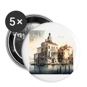 Venice Aquarell Gondolas - Buttons small 1''/25 mm (5-pack) - white - Front