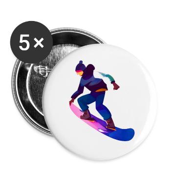 Snowboardsport Snowboard Geschenk Snowboardfahrer - Buttons klein 25 mm (5er Pack) - Weiß - Vorne