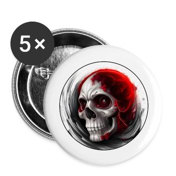 Darkside Design - Schädel Kunst 4 - Buttons klein 25 mm (5er Pack) - Weiß - Vorne