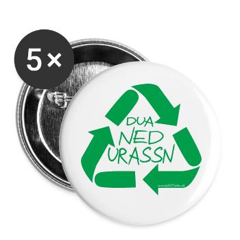 dua ned urassn-sei nicht verschwenderisch, Dialekt - Buttons klein 25 mm (5er Pack) - Weiß - Vorne