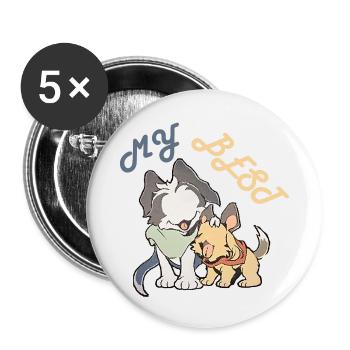 ma meilleure, amitié chat-chien unique - Lot de 5 petits badges (25 mm) - blanc - Devant
