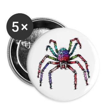 Petite araignée colorée et colorée - Lot de 5 petits badges (25 mm) - blanc - Devant