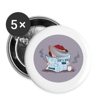 Karikatur Zeitung lesen - Buttons klein 25 mm (5er Pack) - Weiß - Vorne