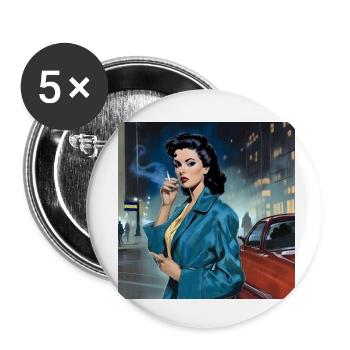 Vintage Girl - Buttons small 1''/25 mm (5-pack) - white - Front
