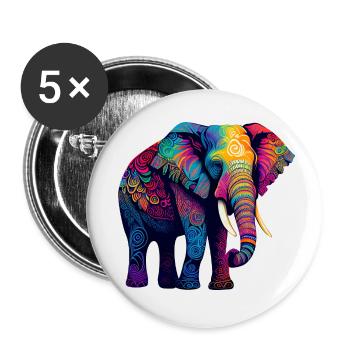 Colorful elephant - Buttons small 1''/25 mm (5-pack) - white - Front