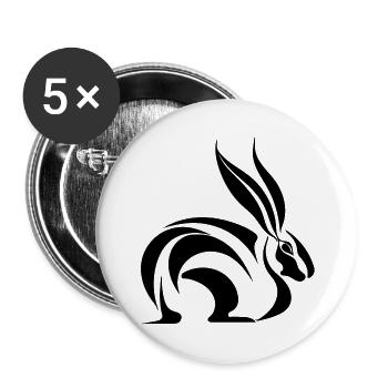 Small tattoo bunny cuddly lines rabbit - Buttons small 1''/25 mm (5-pack) - white - Front