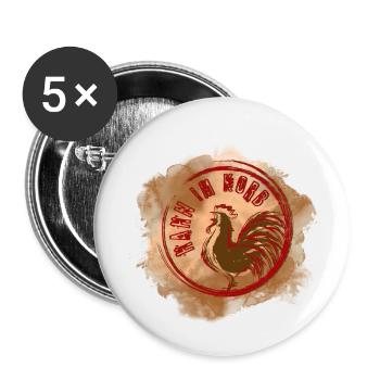 Coq dans le panier - Lot de 5 petits badges (25 mm) - blanc - Devant