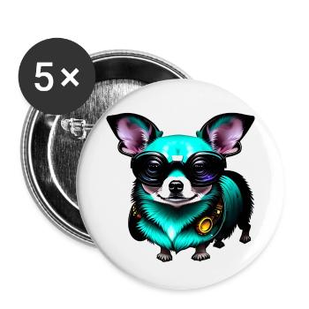 Chihuahua futuristisch neon - Buttons klein 25 mm (5er Pack) - Weiß - Vorne