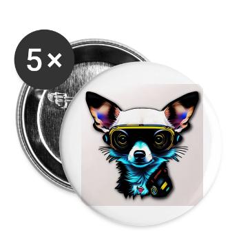 Chihuahua futuristisch mit Brille - Buttons klein 25 mm (5er Pack) - Weiß - Vorne