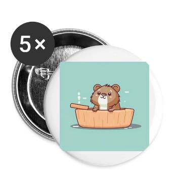 Cute beaver in the bathtub - Buttons small 1''/25 mm (5-pack) - white - Front