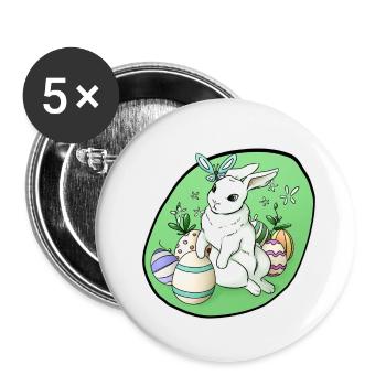Osterhase - Buttons klein 25 mm (5er Pack) - Weiß - Vorne