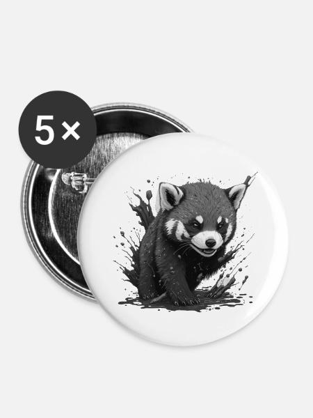 panda - Buttons klein 25 mm (5er Pack) - Weiß