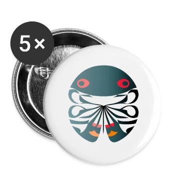 Abstract Krebs - Buttons klein 25 mm (5er Pack) - Weiß - Vorne