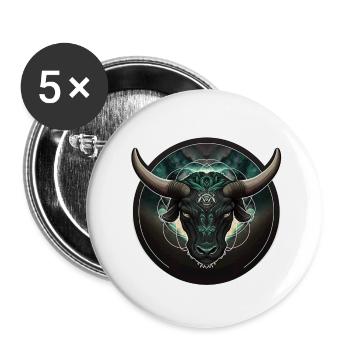 taureau Astro - Lot de 5 petits badges (25 mm) - blanc - Devant