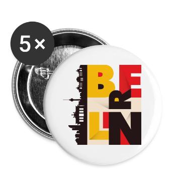 Berlin Skyline Deutschland Stadt Schwarz Rot Gold - Buttons klein 25 mm (5er Pack) - Weiß - Vorne