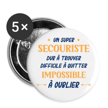 Un super secouriste - Lot de 5 petits badges (25 mm) - blanc - Devant