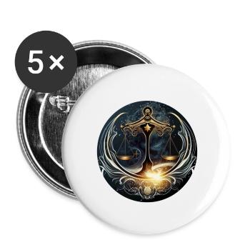 Signe balance - Lot de 5 petits badges (25 mm) - blanc - Devant
