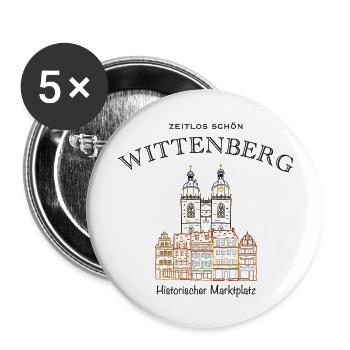 Wittenberg, kultiger Marktplatz, Weltkulturerbe - Buttons klein 25 mm (5er Pack) - Weiß - Vorne