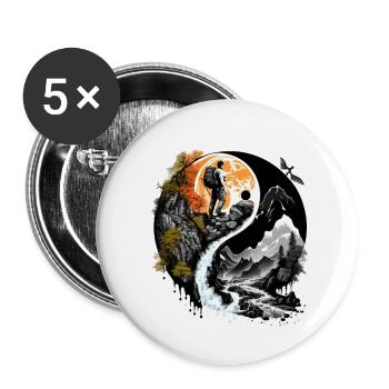 Ying Yang Nature Hiking - Buttons small 1''/25 mm (5-pack) - white - Front