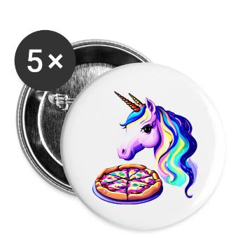 Licorne Licorne Pizza Animal Mythique Licornes Fille - Lot de 5 petits badges (25 mm) - blanc - Devant
