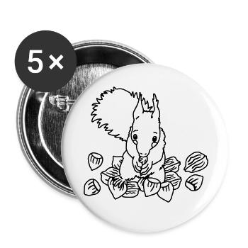 Flauschiges, süßes Eichhörnchen zum Liebhaben - Buttons klein 25 mm (5er Pack) - Weiß - Vorne