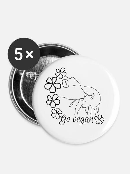 Go vegan-Mutterliebe Kuh - Buttons klein 25 mm (5er Pack) - Weiß