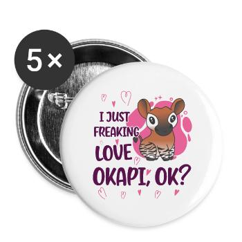 I love okapi - Buttons small 1''/25 mm (5-pack) - white - Front