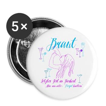 Braut JGA Line Art lustiger Spruch - Buttons klein 25 mm (5er Pack) - Weiß - Vorne